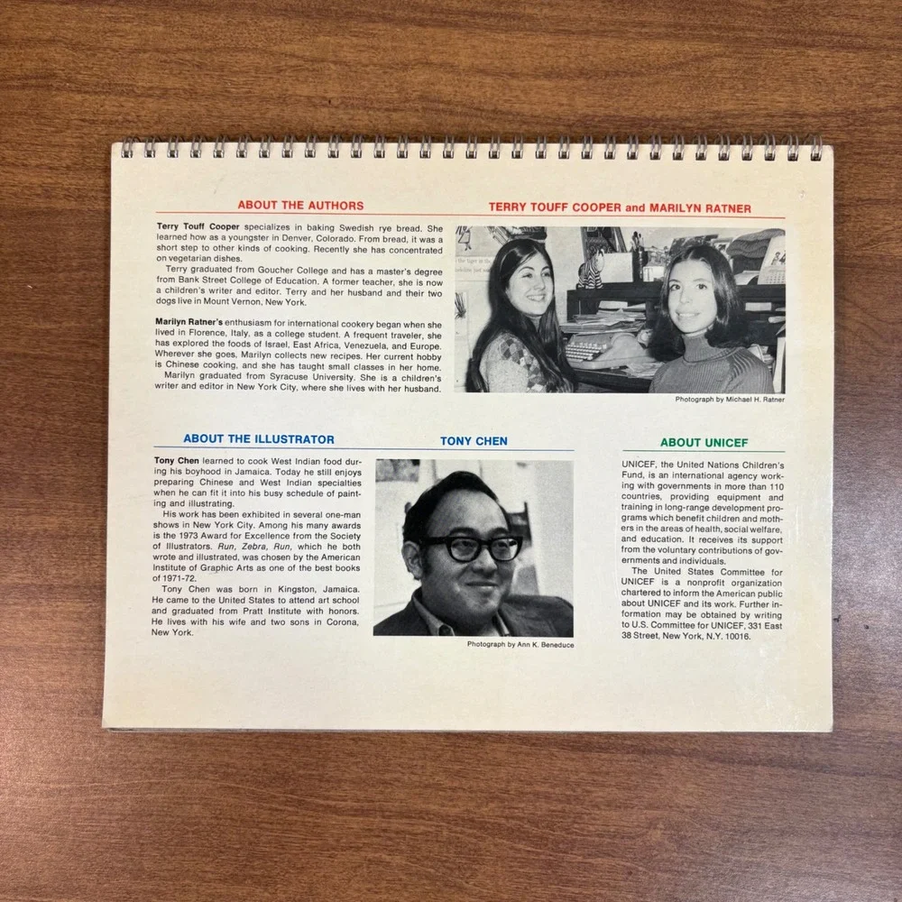 Many Hands Cooking International Cookbook UNICEF 1974 Vintage Spiral Bound Chen